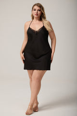 Curveins Plus Size Cropped Lace Spaghetti Strap Sleepwear with Elegant Back Detail