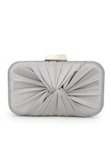 Curveins Silver Satin Snap Closure Evening Bag