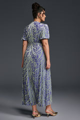Curveins Plus Size V-Neck Velvet Plain Maxi Dress