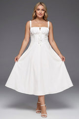 Curveins Plus Size Strap Fishbone Corset Midi Dress