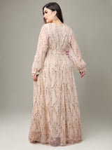 Curveins Plus Size V-Neck Sequin Tassel High-Waist Maxi Dress
