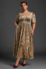 Curveins Plus Size Velvet Plain Maxi Dress