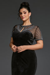 Curveins Plus Size Round Neck Sequin Mermaid Maxi Dress