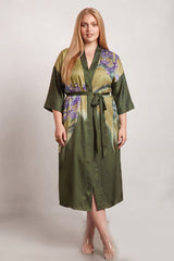 Curveins Plus Size Satin Ice Silk Cooling Lightweight Loose Fit Robe Nightwear
