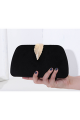 Curveins Elegant Velvet Metal Leaf Clutch Chic Compact Design Bag