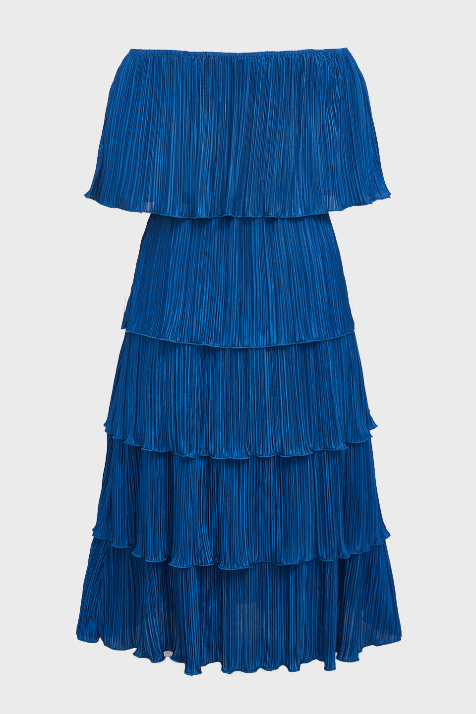 Curveins Plus Size Off-Shoulder Pleated Tiered Maxi Dress