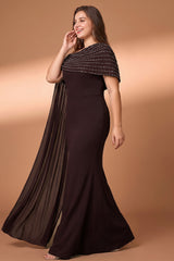Curveins Plus Size Asymmetric One-Shoulder Rhinestone Detail Dress