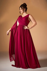 Curveins Plus Size V-Neck Backless High-Waist A-Line Maxi Dress