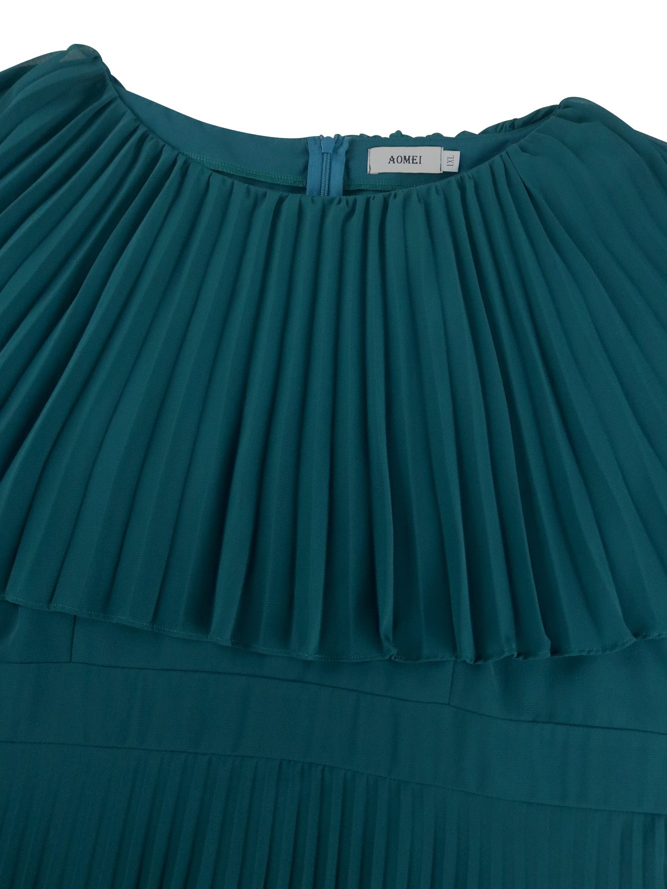 Curveins Plus Size Round Neck Short Cape Sleeve Elegant A-Line Maxi Dress