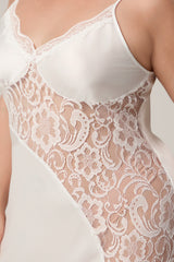 Curveins Plus Size Mid-Panel Lace Spaghetti Strap Sleep Top, Sexy Comfortable Nightwear