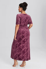 Curveins Plus Size Velvet Plain Maxi Dress