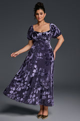 Curveins Plus Size V-Neck Short Sleeves Floral Print Maxi Dress