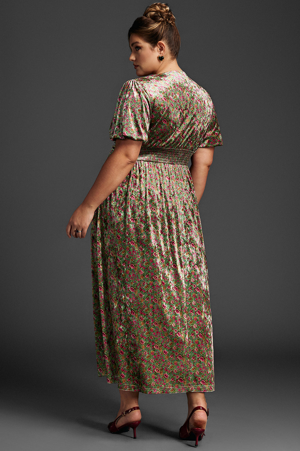 Curveins Plus Size Velvet Plain Maxi Dress