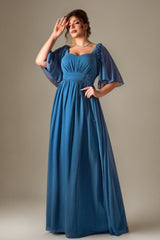 Curveins Plus Size Shoulder-Detail Batwing Sleeve Waist-Defined Elegant Maxi Dress