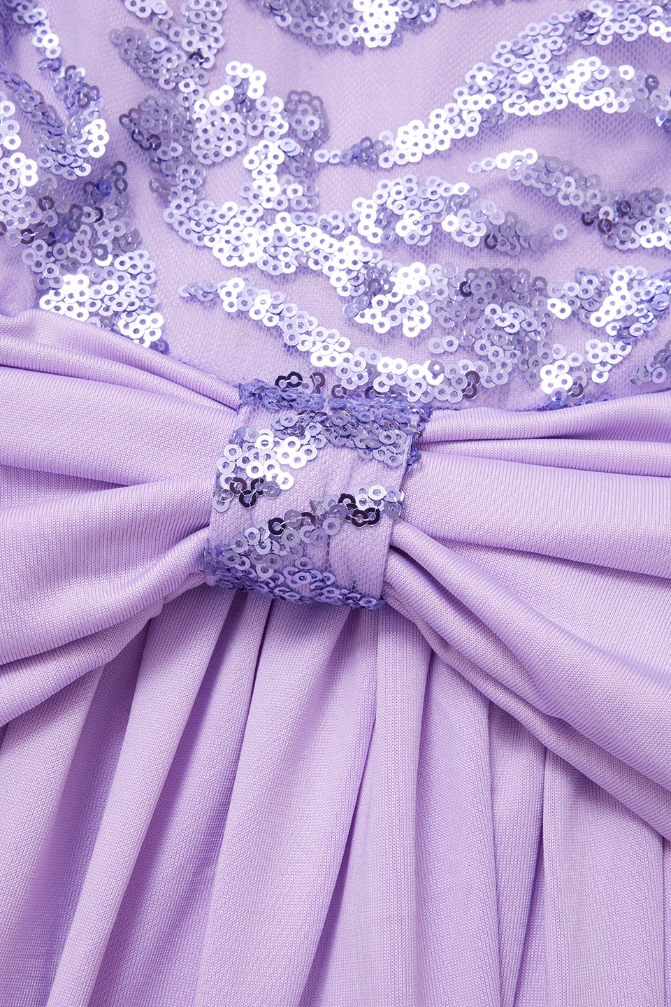 Curveins Plus Size Long Sleeve Lace Patchwork Sequin Maxi Dress with Round Neck