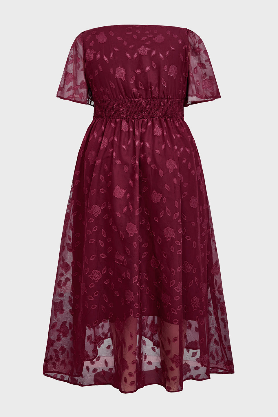 Curveins Plus Size V-Neck High-Waist Pleated Maxi Dress