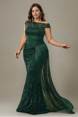 Curveins Plus Size One Shoulder Sleeveless Embroidered Sequin Patchwork Bodycon Maxi Dress