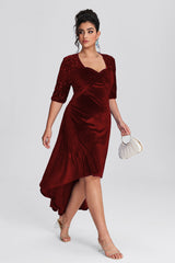 Curveins Plus Size Asymmetric Hem Velvet Maxi Dress With Sequin