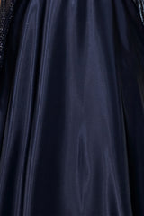 Curveins Plus Size Crew Neck Long Sleeve Sequin Panelled Elegant Evening Maxi Dress