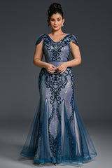 Curveins Plus Size Sequin V-Neck Bodycon Maxi Dress