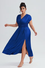 Curveins Plus Size Elegant Sleeveless Ruffled Shirred Maxi Dress