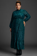 Curveins Plus Size Vintage Floral Velvet Maxi Dress