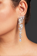 Curveinse Elegant Rhinestone Starry Pearl Dangle Earrings