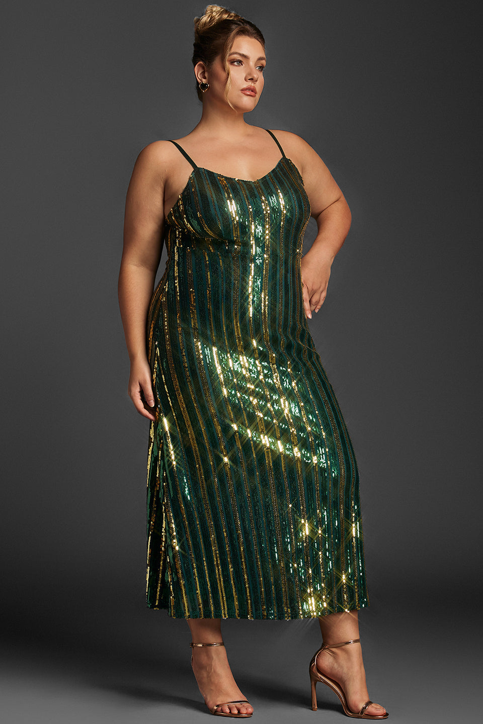 Curveins Plus Size Sequin Sleeveless Maxi Dress