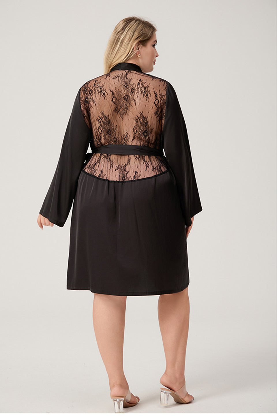 Curveins Plus Size Hollow Back Floral Satin Jacket, Elegant Chic Lightweight Outerwear