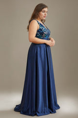 Curveins Plus Size V Neck Sequin Sleeveless Ruched Elegant Evening Maxi Dress