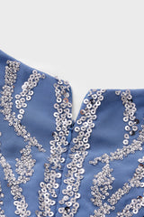 Curveins Plus Size V-Neck Sequin Glitter High-Low Maxi Dress