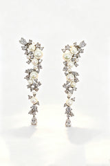Curveinse Elegant Rhinestone Starry Pearl Dangle Earrings