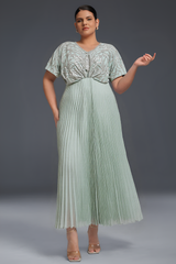 Curveins Plus Size V-Neck Sequin Glitter High-Low Maxi Dress