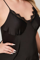 Curveins Plus Size Lace Front Crisscross Back Cami Sleep Top, Sexy Chic Loungewear