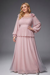 Curveins Plus Size Crew Neck Puff Sleeve Faux Two Piece Panelled Maxi Dress