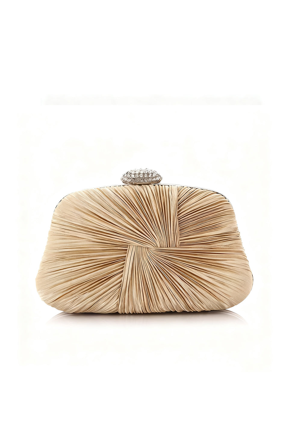 Curveins Ruched Satin Clutch Bag with Crystal Detailing for Weddings