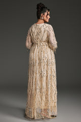 Curveins Plus Size V-Neck Sequin Tassel High-Waist Maxi Dress