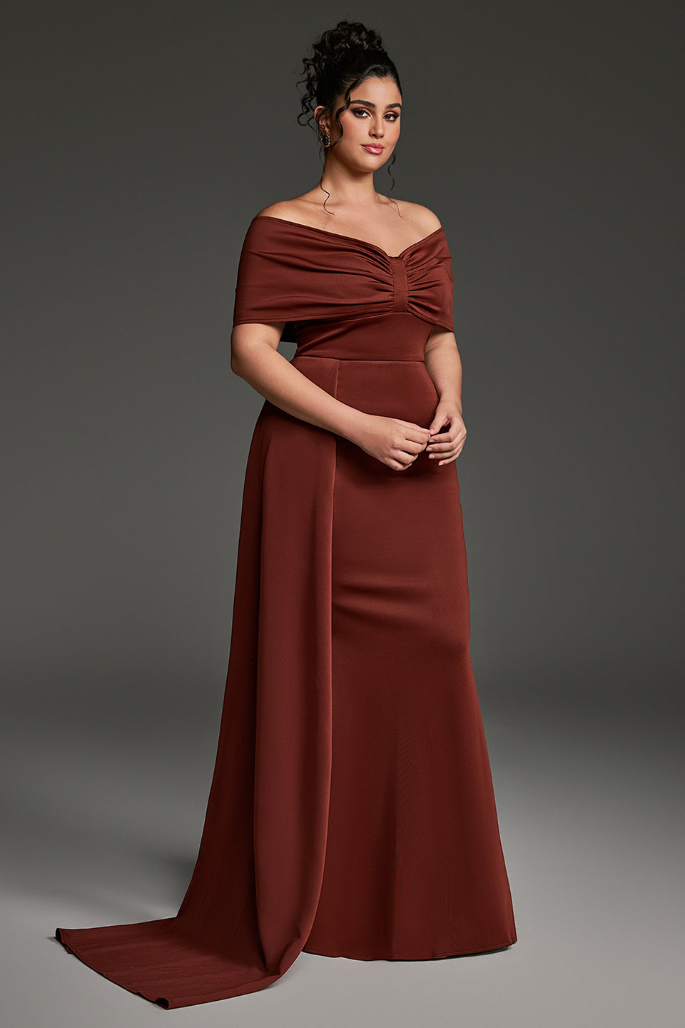Curveins Plus Size Off-Shoulder One Side Tie Bodycon Maxi Dress
