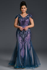 Curveins Plus Size Sequin V-Neck Bodycon Maxi Dress