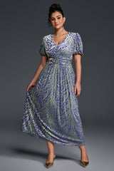Curveins Plus Size V-Neck Velvet Plain Maxi Dress
