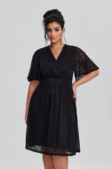 Curveins Plus Size Lace Elegant Wedding Guest Midi Dress