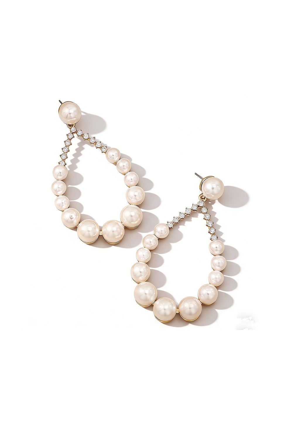 Curveins Dramatic-Rhinestone-Pearl Oversized-Teardrop-Hoop Earring