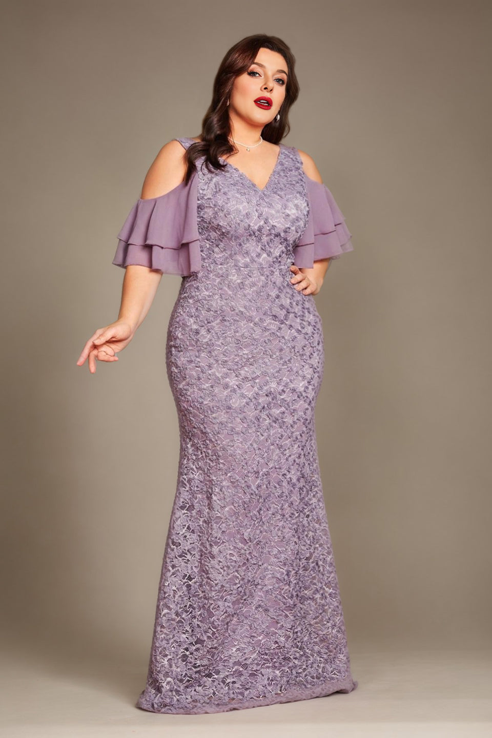 Curveins Plus Size V-Neck Long Sequin Mermaid Bodycon Maxi Dress