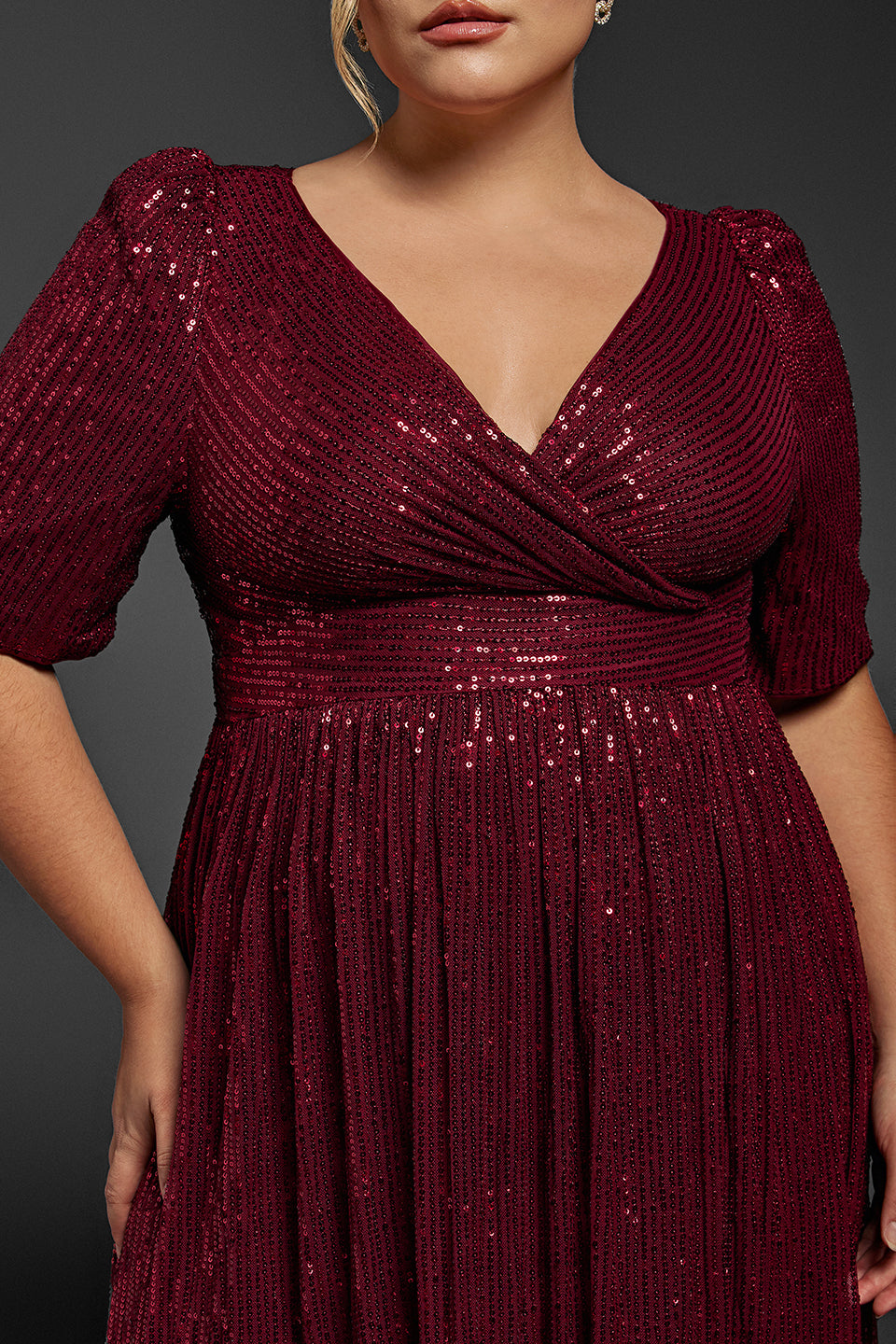 Curveins Plus Size Surplice Sequin Maxi Dress