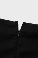 Curveins Plus Size Elegant Black V-Neck Pleated Maxi Dress with Crystal Belt