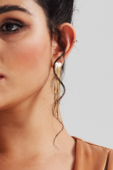 Curveins Linear Gold Fringe Shining Earring