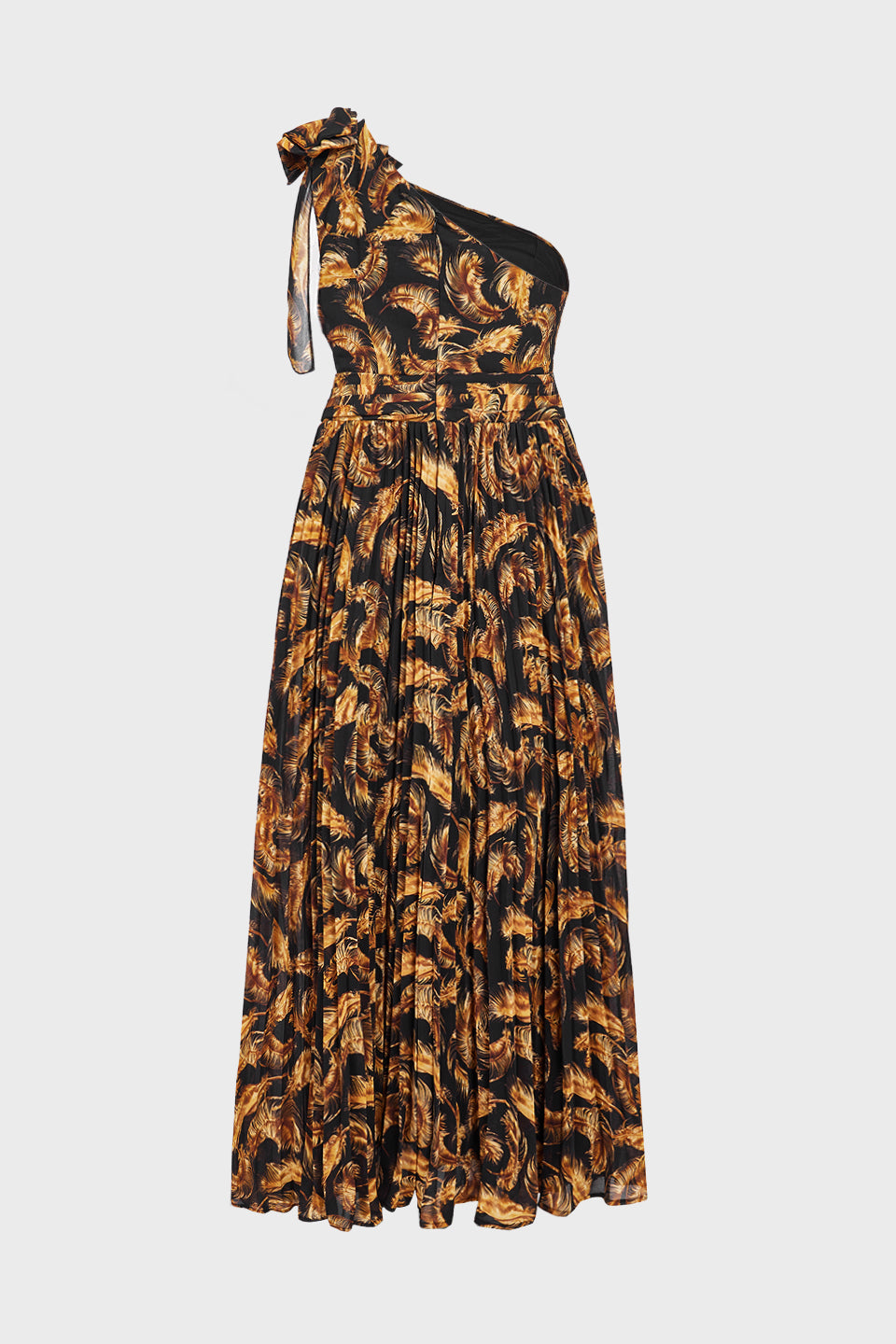 Curveins Plus Size One Shoulder Striped Cinched Waist Flowy Maxi Dress
