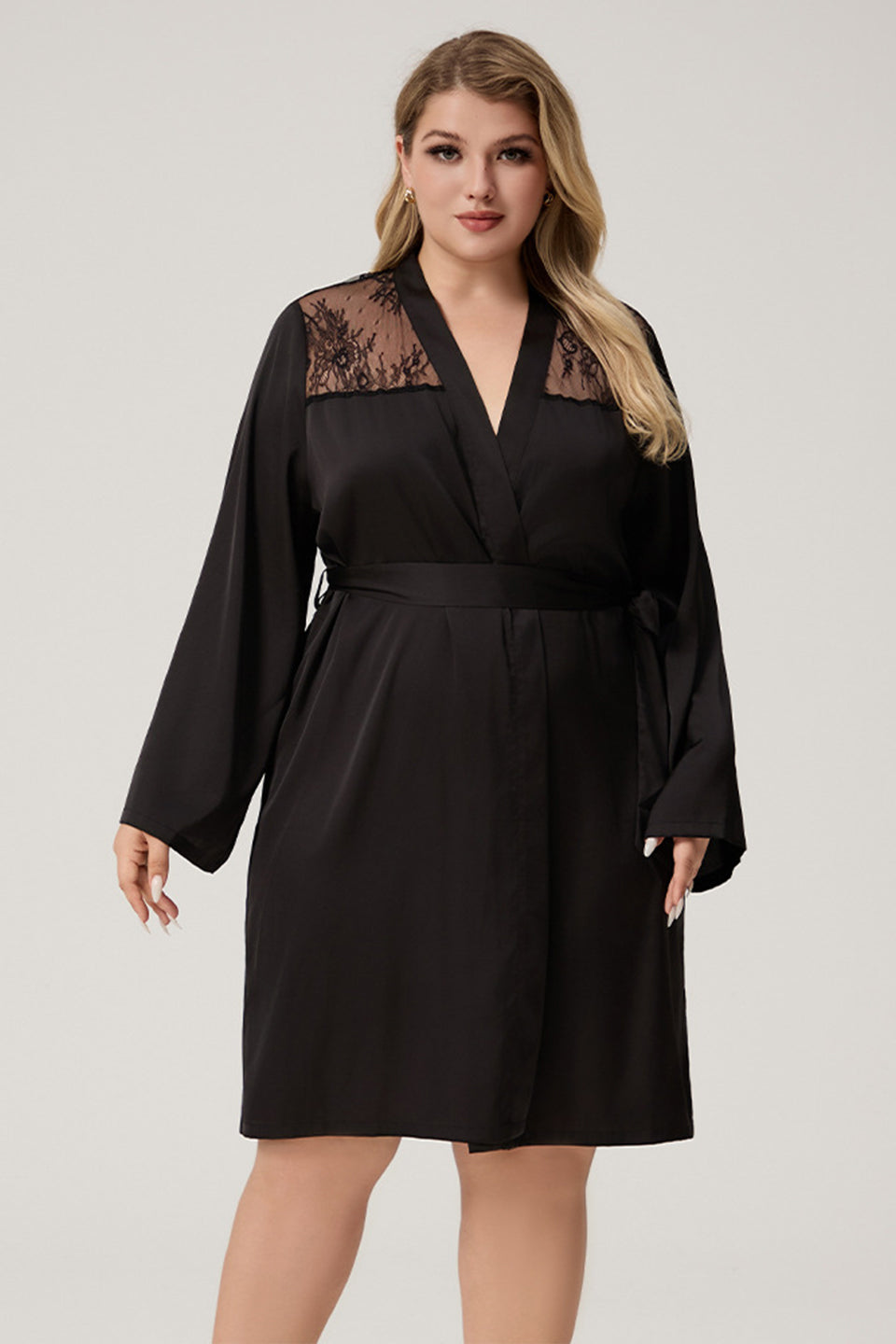 Curveins Plus Size Hollow Back Floral Satin Jacket, Elegant Chic Lightweight Outerwear