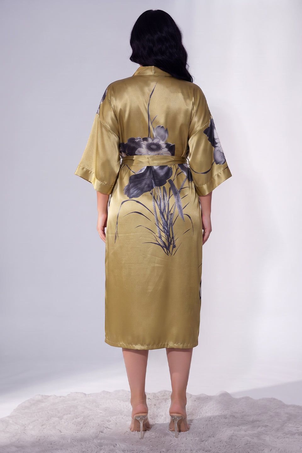 Curveins Plus Size Ice Silk Breathable Soft Cooling Summer Night Robe