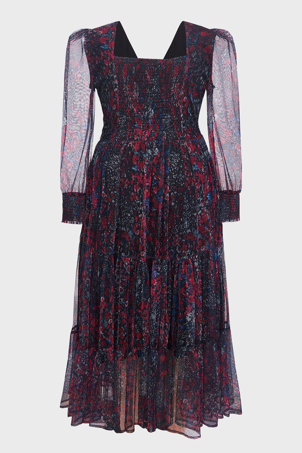 Curveins Plus Size V-Neck Floral Asymmetrical Hem Maxi Dress
